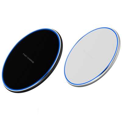 LED light 10W fast Qi wireless charger for iPhone and Android phone